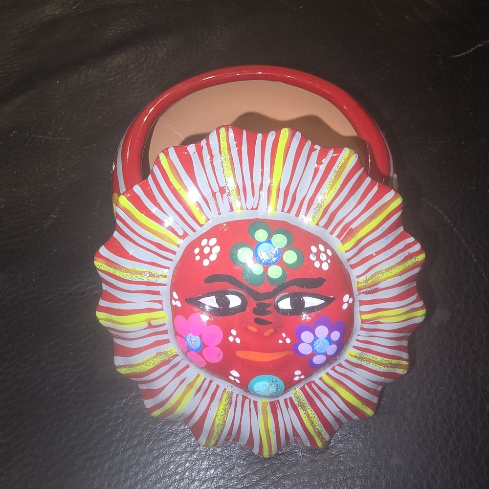 Colorful Sun Face Ceramic Jewelry Bowl